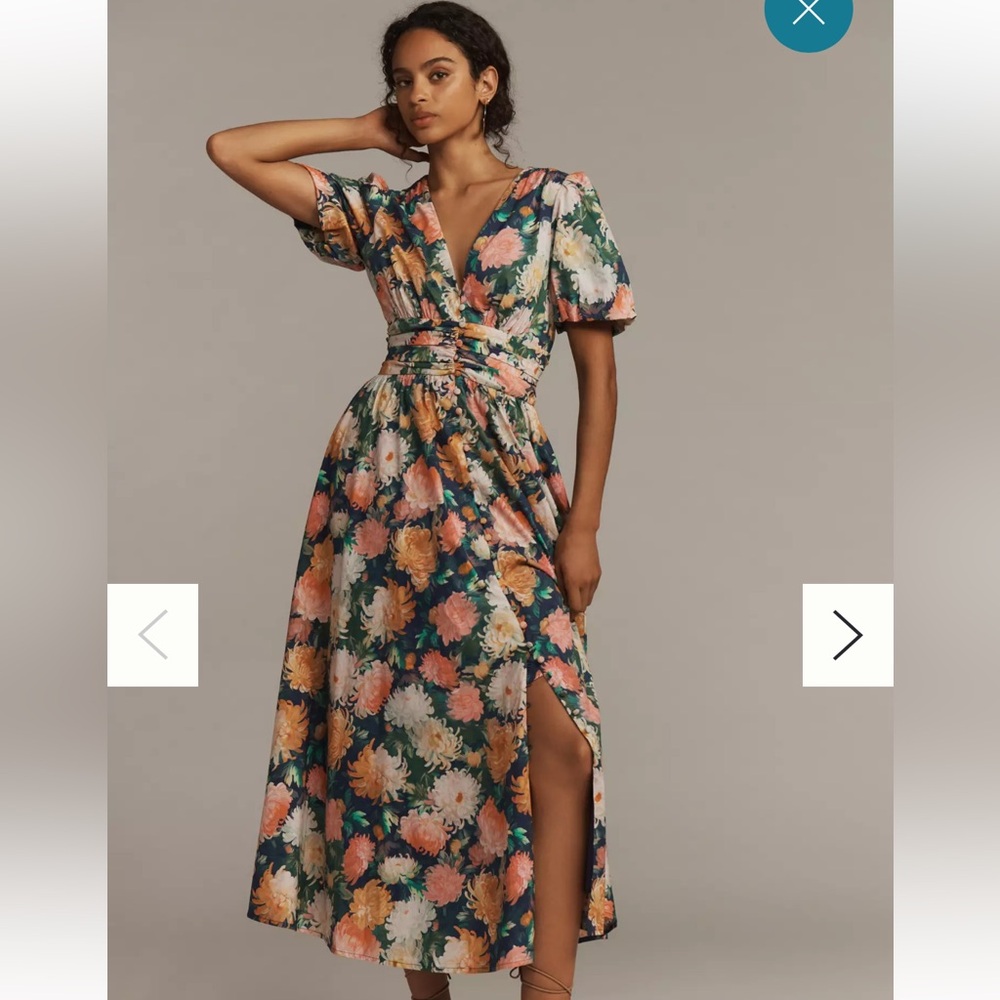 Anthropologie Floral Maxi Dress in Navy with florals